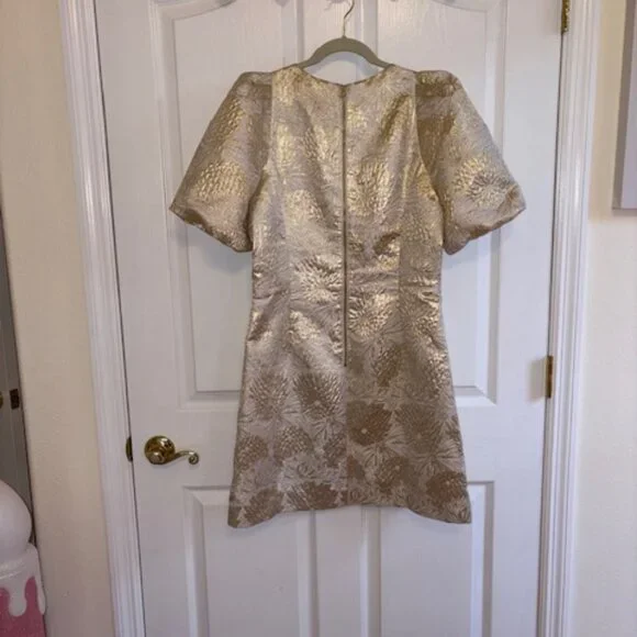 Lilly Pulitzer Ailani Dress Gold Metallic Shift - Size 12 - NWT - MSP $278 - Picture 3 of 14